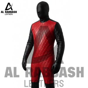 Red & Black Quilted Spiderman Fetish Suit – Full Body Restraint Cosplay Costume