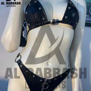 Handmade Leather Bikini – Top & Bottoms, Buckled Two-Piece Lingerie