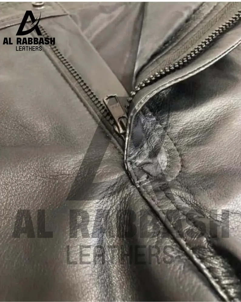 Men's Real Leather Black Pants with Zipper Sheep/Lambskin Leather Trouser - Image 4