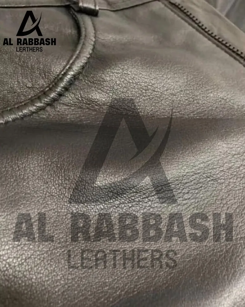 Men's Real Leather Black Pants with Zipper Sheep/Lambskin Leather Trouser - Image 5