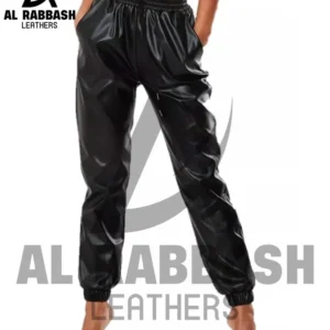 Genuine Sheepskin Leather Joggers: Handmade Women's Drawstring Pants