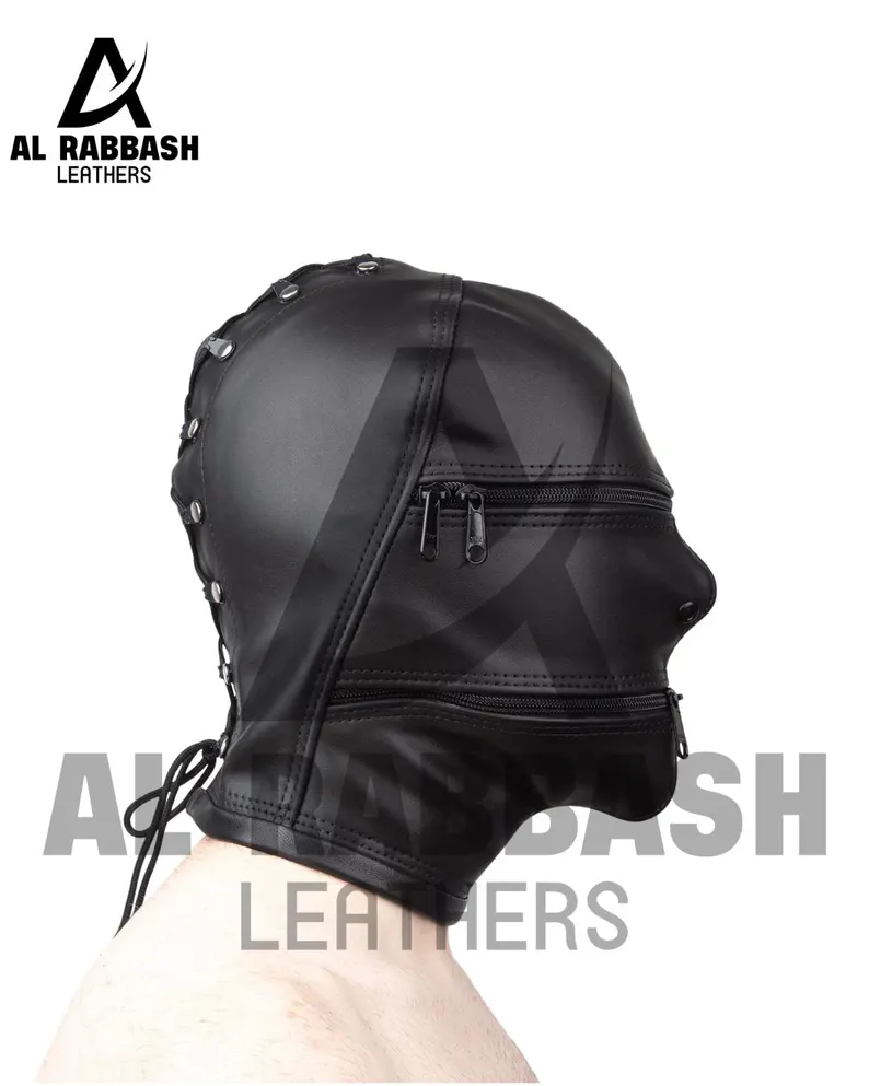 Handmade Leather Hood - Dual Zipper Mask - Custom Fit - Image 5