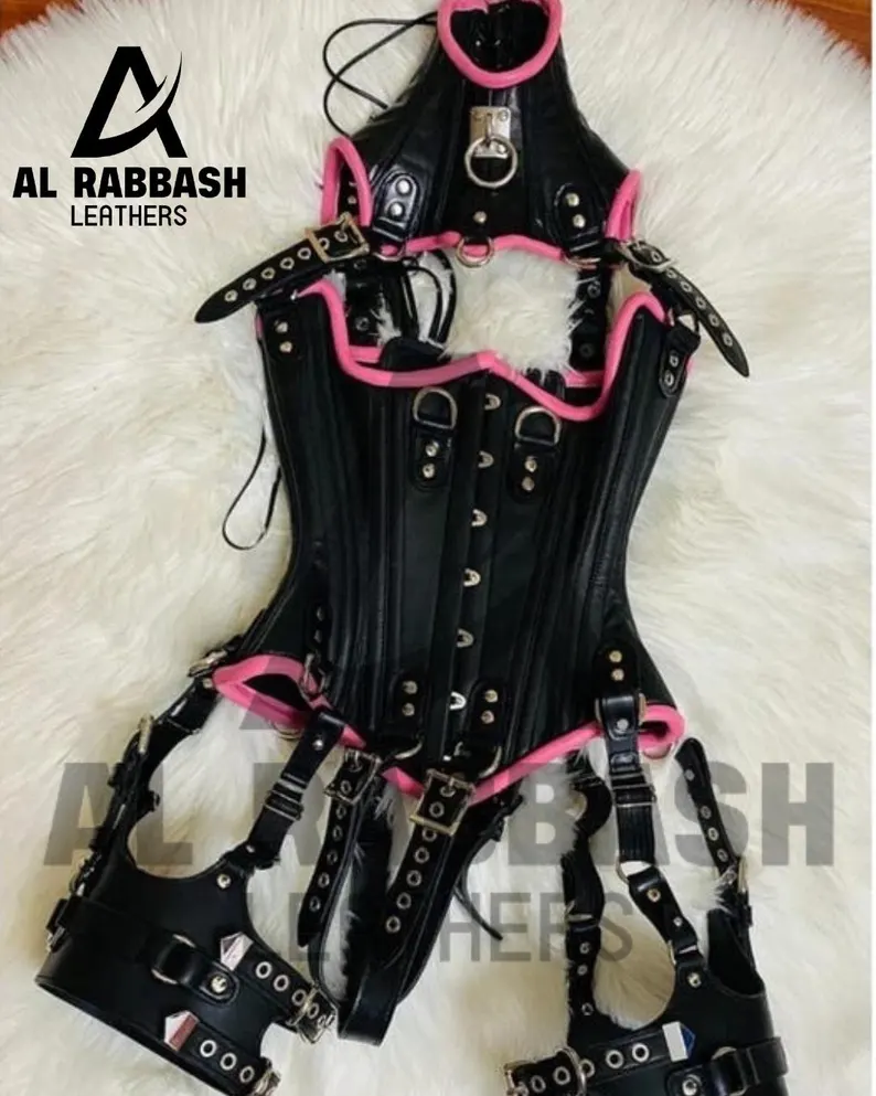 Real Leather Overbust Corset: Steel Boned, Lace-Up with Neck Corset