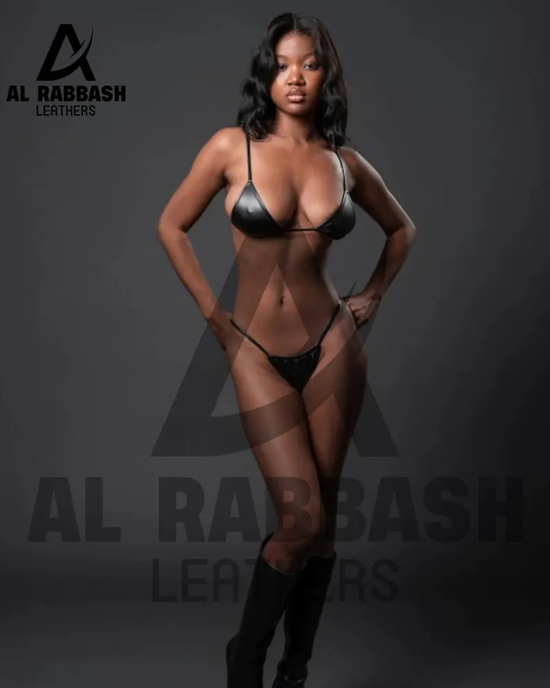 Handmade Genuine Leather Bikini Triangle Top - Full-Grain Cowhide Lingerie - Image 4