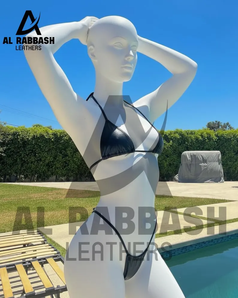 Handmade Genuine Leather Bikini Triangle Top - Full-Grain Cowhide Lingerie - Image 5