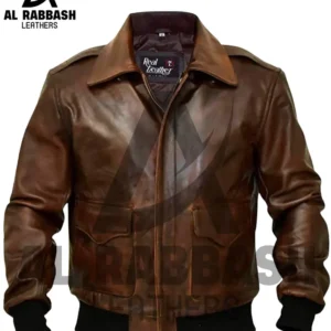 Handmade Mens A2 Lambskin Leather Bomber Jacket | Chocolate Brown, Quilted Lining