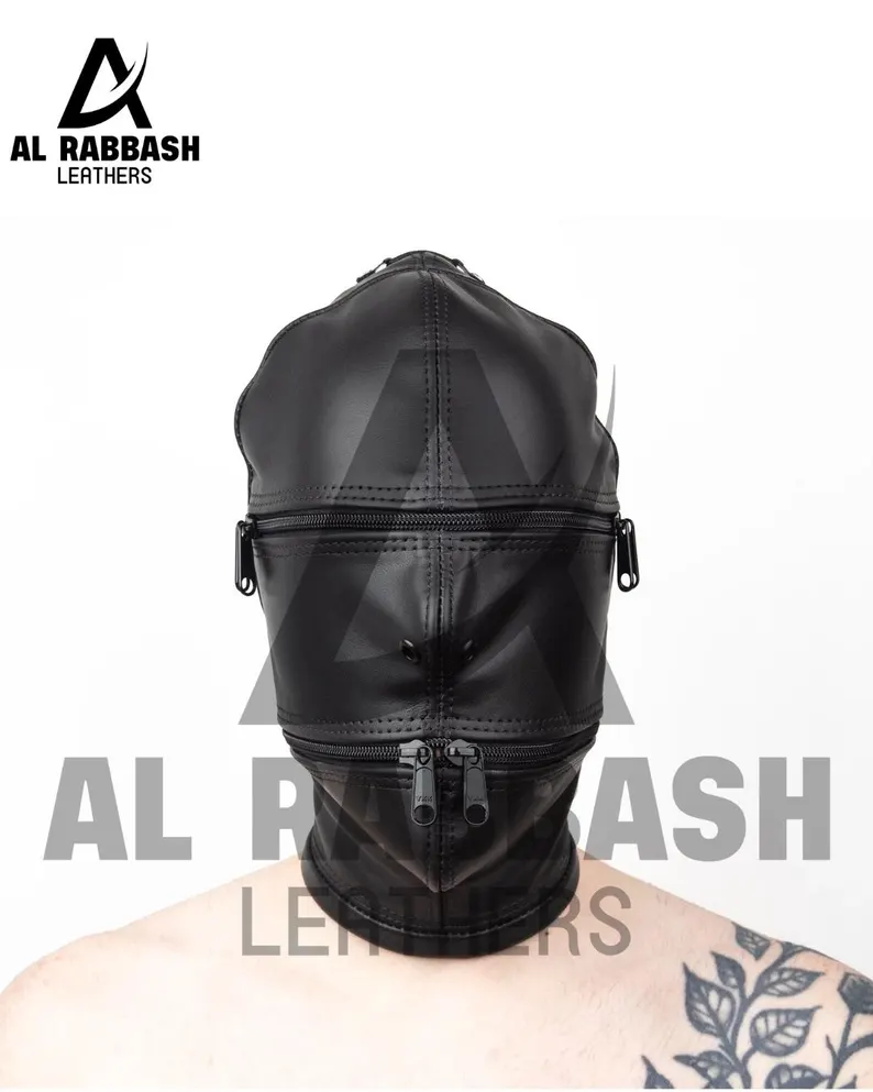 Handmade Leather Hood - Dual Zipper Mask - Custom Fit - Image 6
