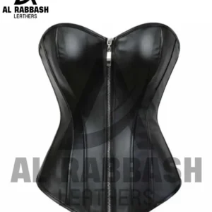 Handmade Black Leather Overbust Corset | Gothic Steampunk Bustier