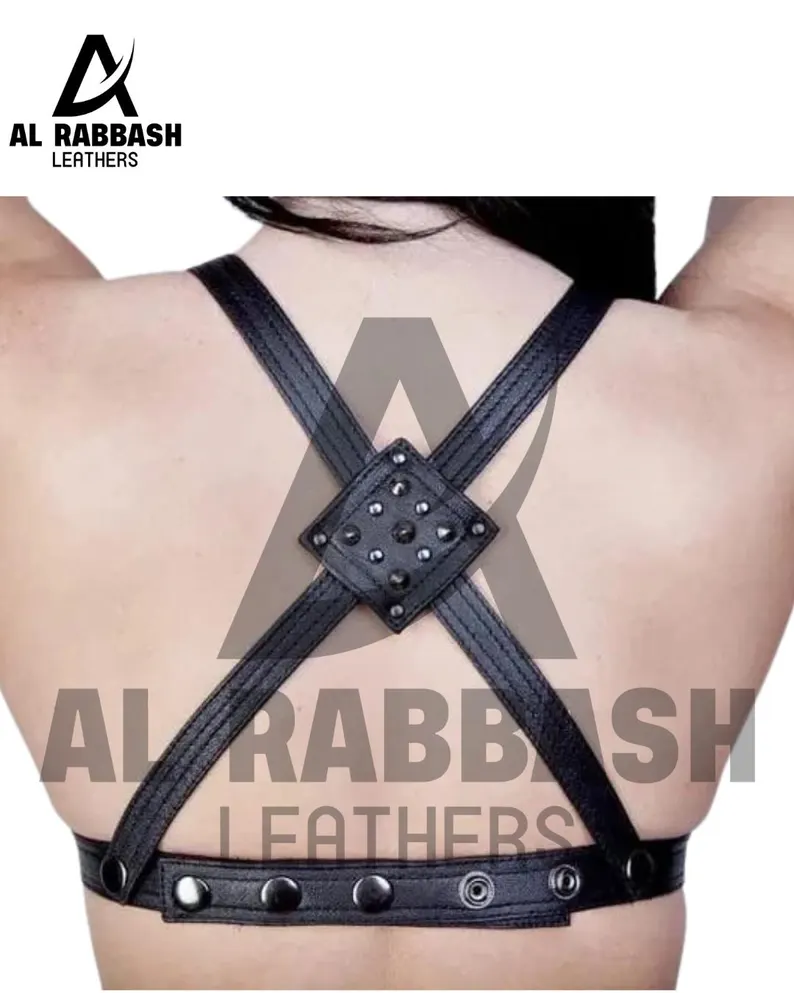 Handmade Studded Cowhide Leather Bra | Gothic Festival Bralette - Image 2