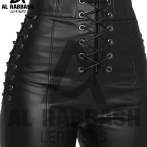 Lace-Up Lambskin Leather Pants - High Waist Skinny Fit Trousers
