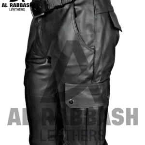 Handmade Black Leather Cargo Pants: Stylish Biker Trousers
