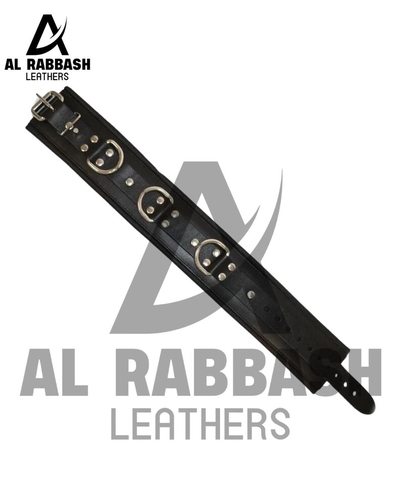 Black Leather Lockable Collar - Bondage Restraint - Adjustable BDSM Fetish Collar - Image 3