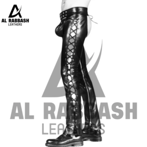 Mens Leather Chaps with Lace Up Style