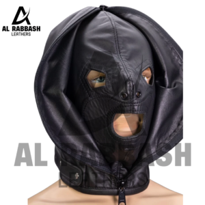 Leather Bondage All-Round Zipper Hood