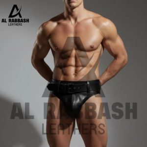 Men Black Leather Pouch With Belt
