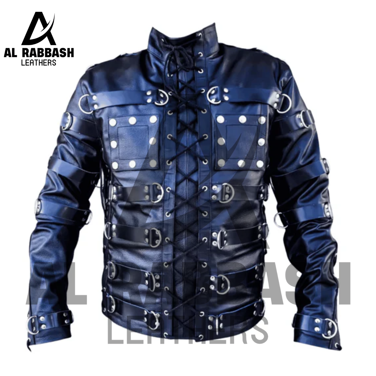 Men’s Black Leather Bondage Jacket