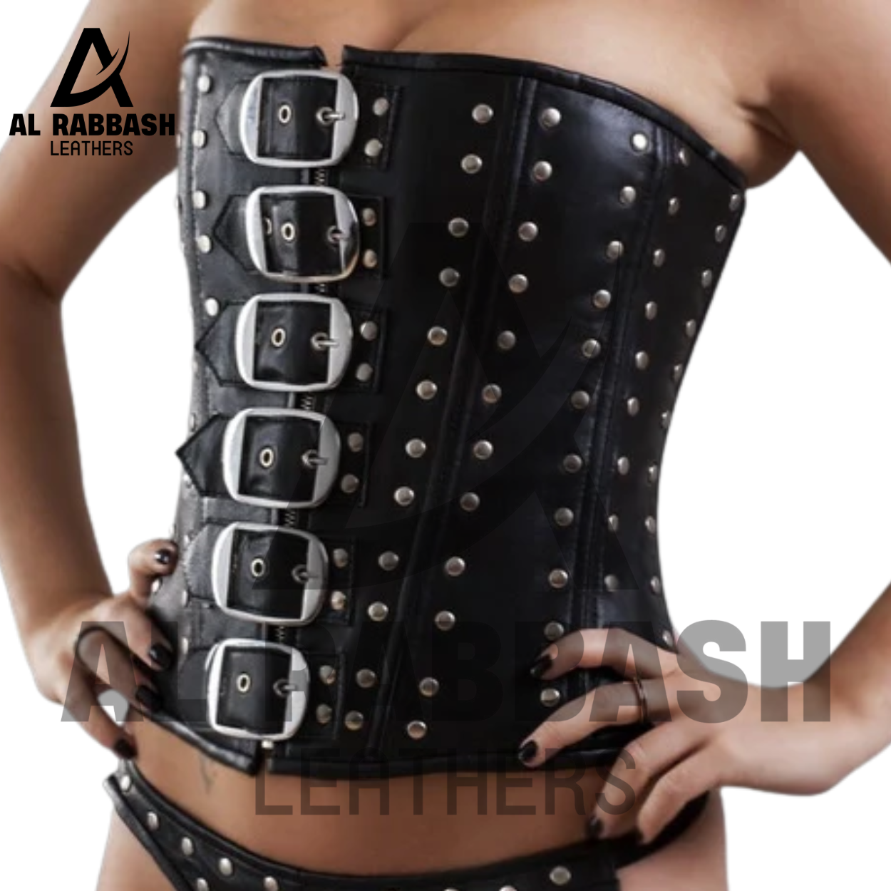 Studded Leather Overbust Corset - Image 4