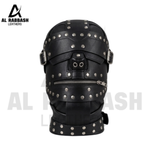 Premium Black Leather Studded Full-Coverage Hood