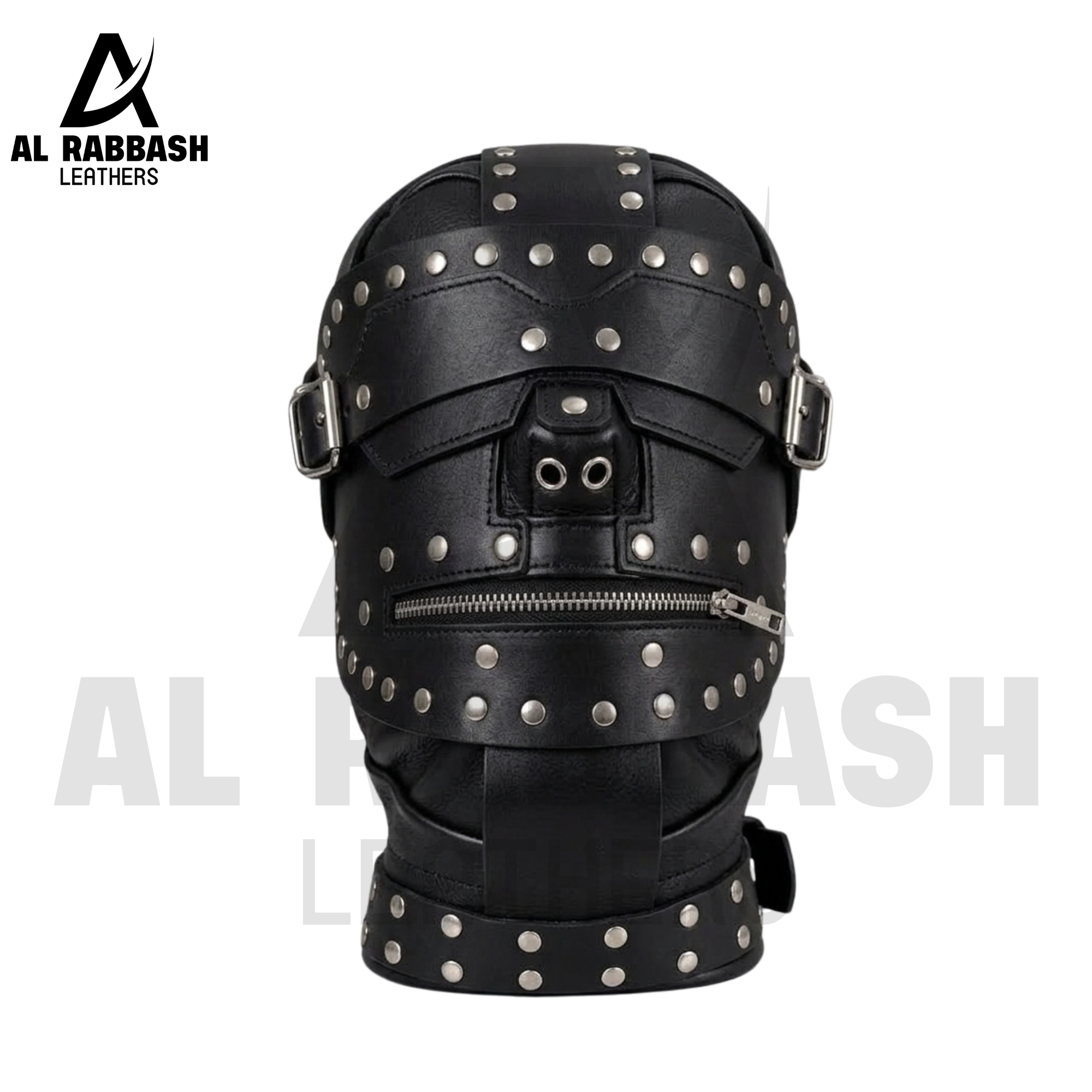 Premium Black Leather Studded Full-Coverage Hood
