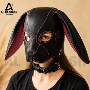 Black Leather Bunny-Ear Fashion Hood