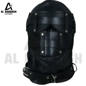 Black Leather Bondage Hood